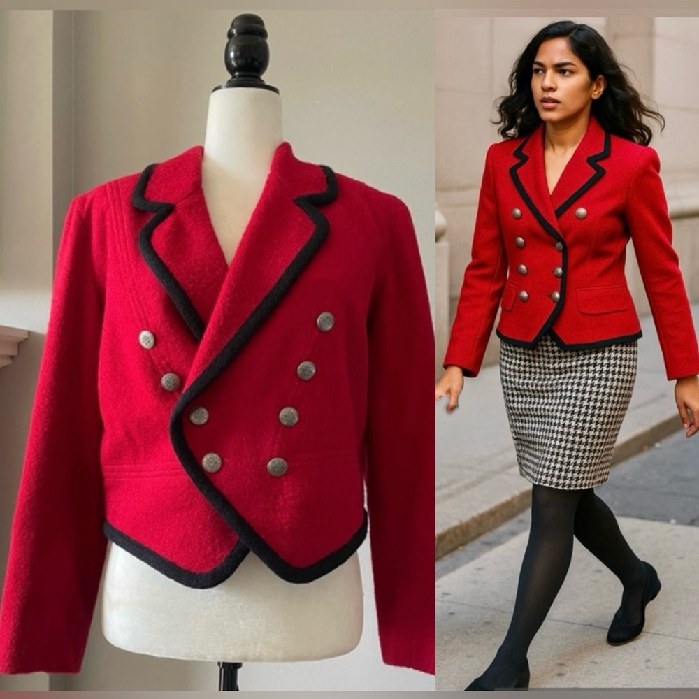 ‼️⬇️ FINAL PRICE Vintage Wool Blend Liz Wear Not a Double Breasted Blazer! - 4